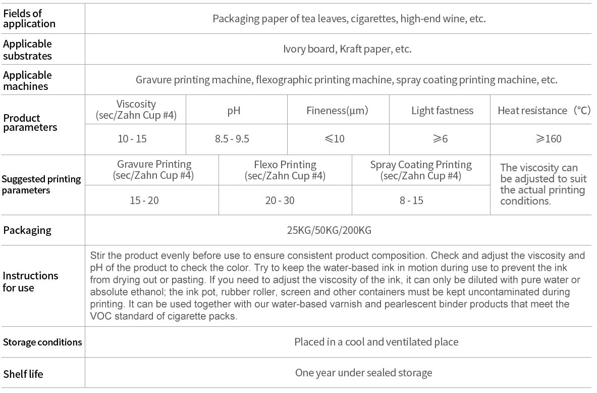 Water-based ink for tea, cigarette and liquor packaging printing Water-based ink for tea, cigarette and liquor packaging printing